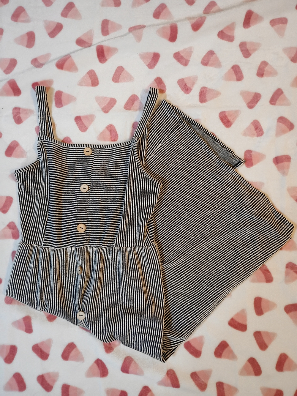 Caution To The Wind Black & White Striped Kids Romper